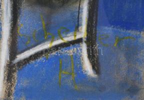 Scheiber jelzéssel: Bárpultnál. Pasztell, papír. 43x30 cm. Üvegezett keretben