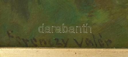 Ferenczy Valér jelzéssel: Táj. Olaj, karton. Dekoratív, kissé kopott fa keretben. 44x40 cm