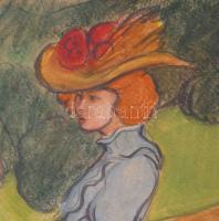 Rónai jelzéssel: Virágok közt. Ceruza, pasztell, karton. 32,5x24 cm