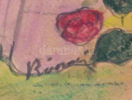 Rónai jelzéssel: Virágok közt. Ceruza, pasztell, karton. 32,5x24 cm