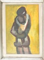 VKJ 1966 jelzéssel: Szerelem. Olaj, farost, üvegezett keretben. 50x35cm