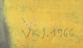 VKJ 1966 jelzéssel: Szerelem. Olaj, farost, üvegezett keretben. 50x35cm