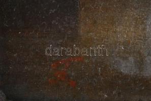 Jelzés nélkül, XIX. sz.: Táj. Olaj, fa. 21x12,5 cm. Dekoratív, antik, sérült fakeretben