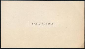 Láng Rudolf (1904-1991) festő, grafikus, jelmeztervező autográf sorai névjegykártyáján