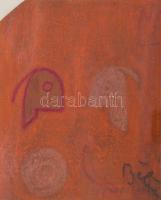 Bálint Endre (1915-1986): Két alak (cím nélkül). Pasztell, cédrus szivaros doboz tető. Jelzett. Proveniencia: Harmati Béla (1936-2024) evangélikus magyar püspök, Bálint Endrével együtt dolgozó teológus hagyatékából, közös szivarozások emléke. Apró repedéssel. Üvegezett keretben. 16x13,5 cm