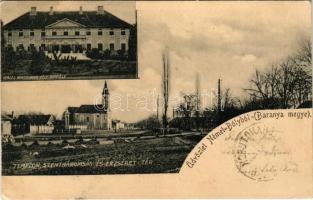 1905 Bóly, Németbóly; Herceg Montenuovo féle kastély, templom, Szentháromság és Erzsébet tér (EK)