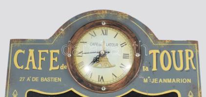 Cafe Tour krétával írható reklámtábla, óra résszel, 45x30 cm