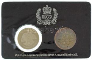 Szent Ilona-sziget 1977. 25p (2xklf) Ag és Cu-Ni "II. Erzsébet / Ezüst jubileum / Tristan Da Cu...