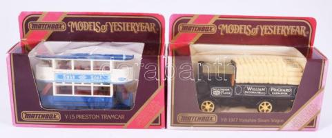2 darab Matchbox Models of the Yesteryear, Y-15 Preston Tramcar, Y-8 1917 Yorshire Steam Wagon.