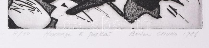 Bowon Chung (1947-): Hommage á Pátkai. Rézkarc, papír, jelzett, számozott (8/50). Az 1987-ben megjel...