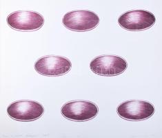 Kőszeghy Csilla (1977-): Kilenc lyuk (cím nélkül), 2002. Litográfia, papír, jelzett, művészpéldány E.A. 7/10 számozással. 50x70 cm