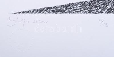 Eszik Alajos (1953-): Nyáréji séta, 2002. Litográfia, papír. Jelzett. Számozott (4/13). 38×31 cm