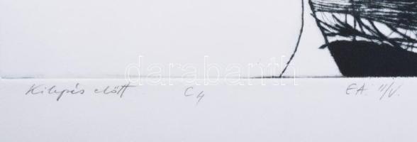 Damó István (1951-): Kilépés előtt, 2003. Hidegtű, papír, jelzett, művészpéldány EA II/V számozással...