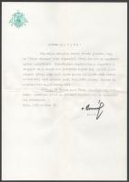 1990 Pataky Kornél (1920-1998) győri püspök saját kezűleg aláírt levele, fejléces papíron
