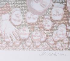 Bitó Ildikó (1966-): Tömeg, avagy egyszer lent, egyszer fent, 2004. Litográfia, papír, jelzett, művé...