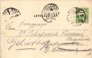 1907 Pilis, pályaudvar, vasútállomás, Piac tér. Fő utca. Schwartz Sámuel kiadása. Art Nouveau, flora...