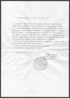 1990 Tempfli József (1931-2016) nagyváradi római katolikus magyar megyés püspök saját kezűleg aláírt köszönő levele