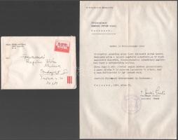 1990 Dankó László (1939-1999) kalocsai érsek levele saját kezűleg aláírt köszönő levele, fejléces papíron, érseki pecséttel.