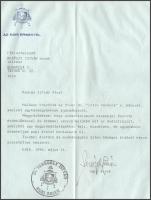 1990 Seregély István (1931-2018) egri érsek saját kezűleg aláírt köszönő levele, fejléces papíron, é...