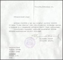 1990 Szendi József (1921-2017) veszprémi püspök saját kezűleg aláírt köszönő levele, fejléces papíro...