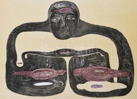 Horvát Helén Sára (1973-): Földanya, 2004. Litográfia, papír, jelzett, számozott (IX/9). 41×28,5 cm