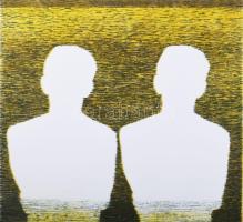 Augusztin Márta (1976): Két alak (cím nélkül), 2001. Litográfia, papír, jelzett, művészpéldány EA. III/VIII számozással. Hátoldalán apró foltokkal. 35,5x38,5 cm