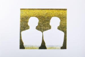 Augusztin Márta (1976): Két alak (cím nélkül), 2001. Litográfia, papír, jelzett, művészpéldány EA. I...