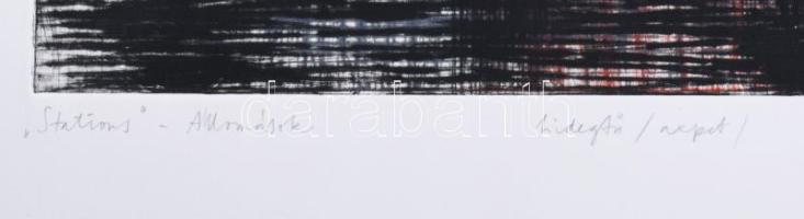 Magyar Krisztina (1968-): "Stations" - Állomások, 2002. Hidegtű, papír, jelzett. 59x29 cm