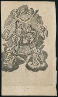 XVIII. sz. Szentháromságot ábrázoló rézmetszetű szentkép 15x10 cm