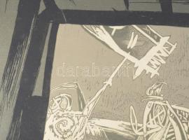 Szüts Miklós (1945-2024): A hetvenes évek IX. (Eltűnt barátaim), 1977. Szitanyomat, papír, jelzett. ...