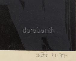 Szüts Miklós (1945-2024): A hetvenes évek IX. (Eltűnt barátaim), 1977. Szitanyomat, papír, jelzett. ...