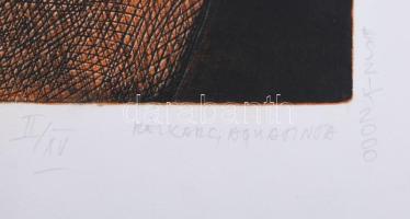 Eszik Alajos (1953-): Vadromantikus bagatellek III., 2000. Rézkarc, aquatinta, papír. Jelzett. Számo...