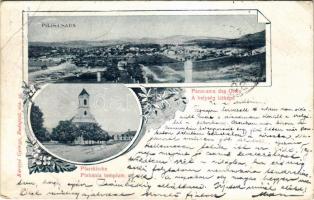 1901 Piliscsaba, A helység látképe, Plébánia templom. Károlyi György 102. sz. Art Nouveau, floral (Rb)