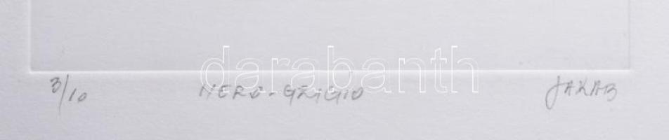 Jakab Imre (1937-): Nero-grigio. Rézkarc, papír, jelzett, számozott (3/10). 32,5x18 cm