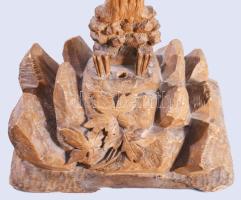 Asztali feszület. Magyar, cca 19. sz. közepe - második fele, faragott fa, hiányokkal, m: 54 cm