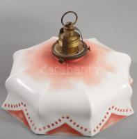 cca 1930 Art deco tejüveg lámpabúra, szerelékével, hibátlan, d: 26 cm