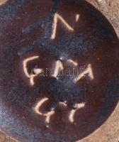 Jelzett antik kancsóváza, lepattanással, m: 20 cm