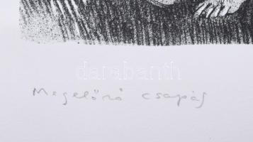 Eszik Alajos (1953-): Megelőző csapás. Litográfia, papír. Jelzett. Művészpéldány EA jelzéssel. 50×66...