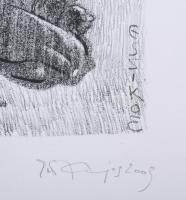 Eszik Alajos (1953-): Megelőző csapás. Litográfia, papír. Jelzett. Művészpéldány EA jelzéssel. 50×66...