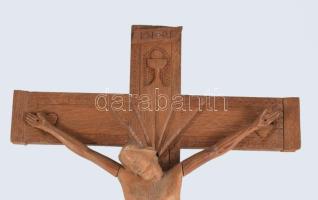 Antik faragott feszület, szöghiánnyal, 52x29 cm