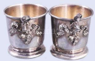 2 darab ezüst (Ag) pohár, dianás jelzés, nettó 134g
