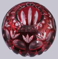 Masszív vörösen pácolt gömb váza, jelzés nélkül, hibátlan, m: 14 cm