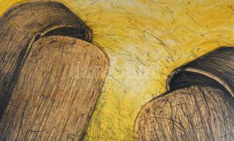 Kovács Péter Balázs (1955-): Titkos párbeszéd III., 2001. Litográfia, papír, jelzett, 13/15 számozás...