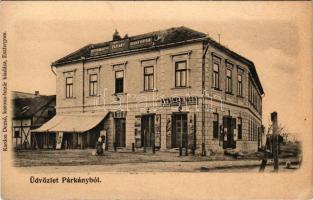 Párkány, Parkan, Stúrovo; Esztergom-megyei Párkányi Takarékpénztár, Steiner Mór üzlete. Kardos Dezső kiadása / savings bank, shop (EB)