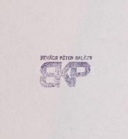 Kovács Péter Balázs (1955-): Titkos párbeszéd II., 2001. Litográfia, papír, jelzett, próbanyomat. Há...