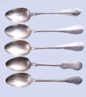 5 darab ezüst (Ag) teás kanál, jelzett, nettó 132g