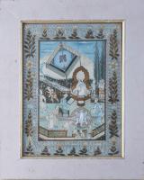 Jelzés nélkül, feltehetően dél-ázsiai alkotó: Jelenet. Vegyes technika, selyem. Üvegezett fakeretben...