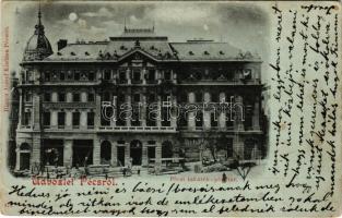 1898 Pécs, Takarékpénztár este holdfényben, építkezés. Blancz József kiadása (fa)