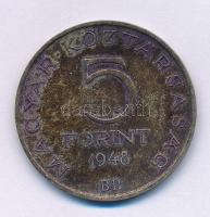 1948. 5Ft Ag "Petőfi" T:AU,XF patina Adamo EM1