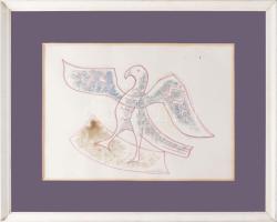 Barta István (1892-1976): Madár. Vegyes technika, papír, jelzett, üvegezett fakeretben. Néhány kevés...